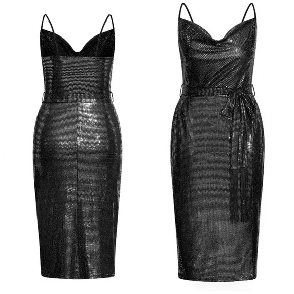 City Chic Disco Fever Dress - gunmetal - Picture 2 of 5